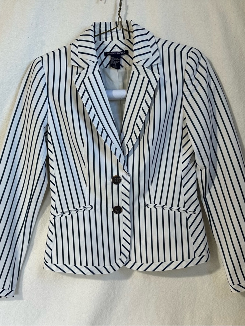 Boston Proper Women’s Size 4 Blue & White Striped Button Blazer Jacket Preppy